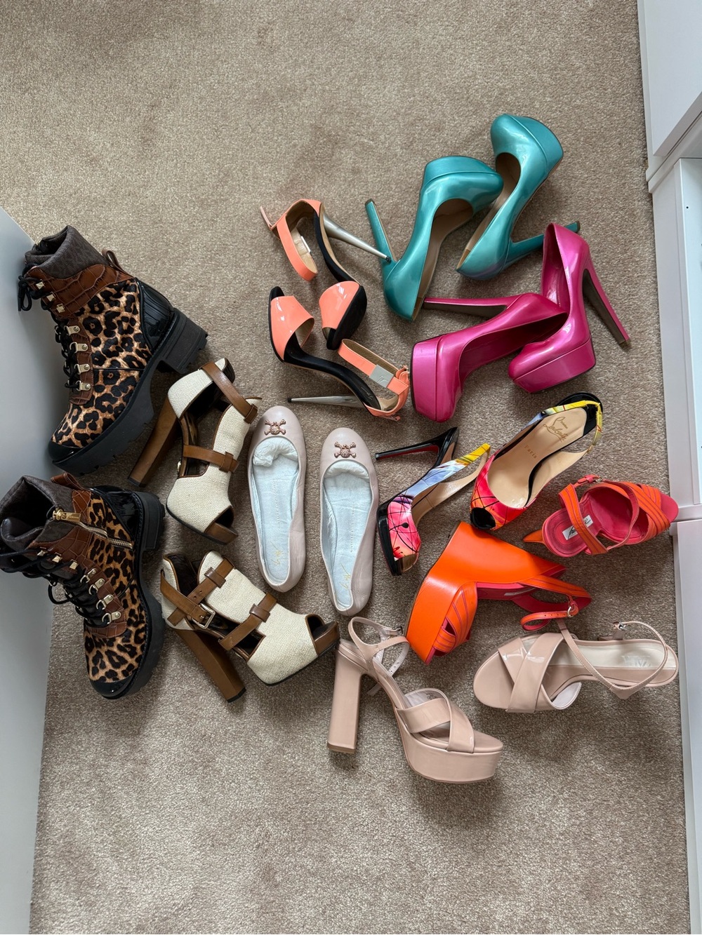 Assorted Women's Dress Heels in Pink, Teal, Orange, Beige and Animal Print